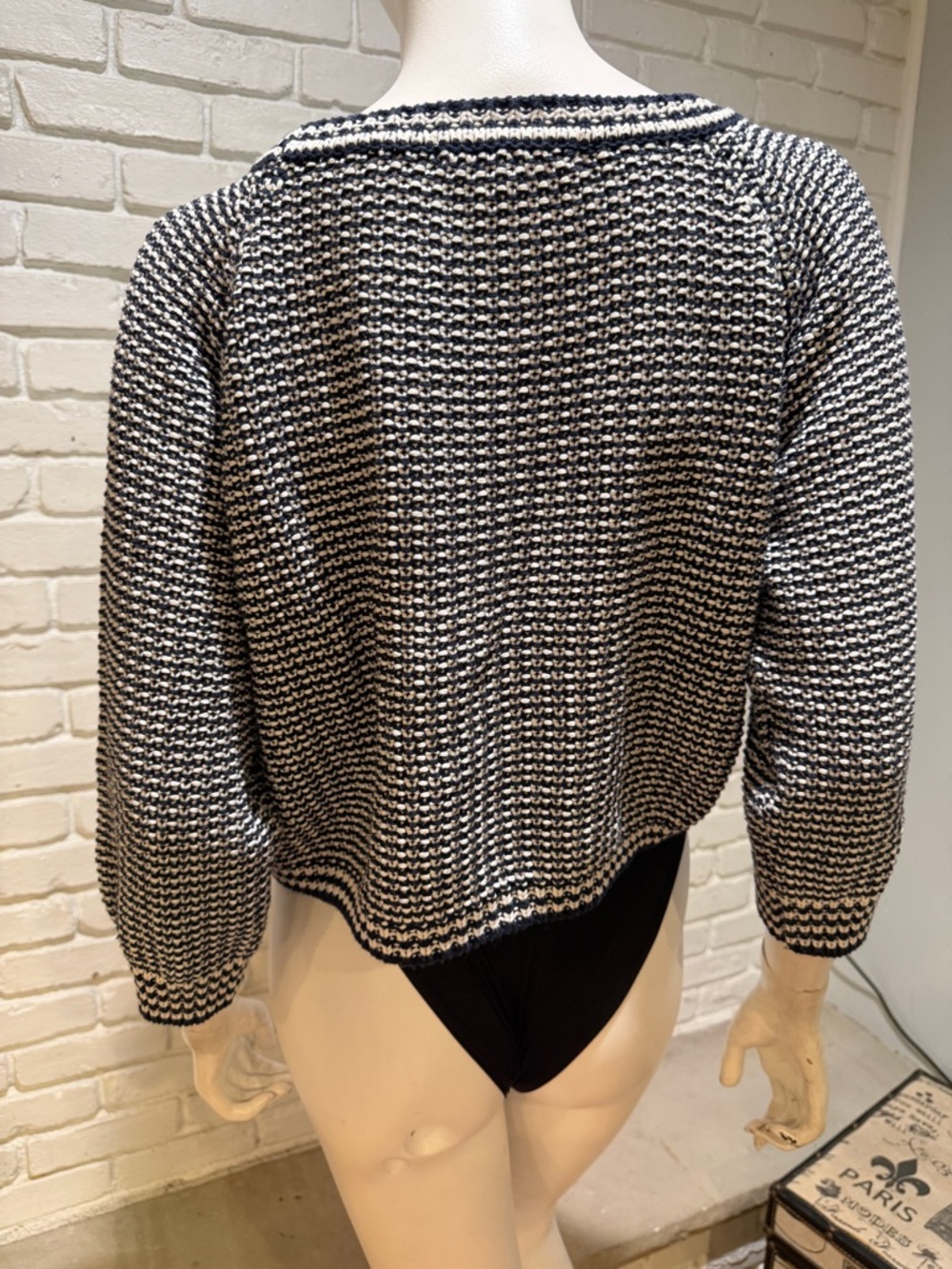 Twenty 8 Twelve Black & Cream Textured Knit Sweater Size Medium Like New - Picture 12 of 14